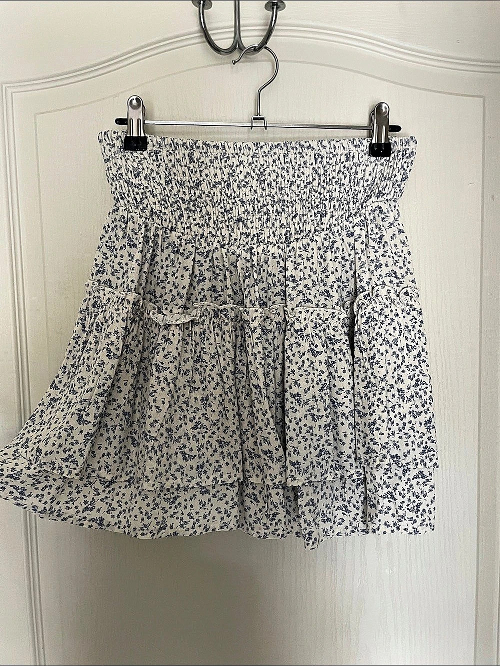 Sienna Sky Floral Mini Skirt (Skort) in Blue & White (Size M)